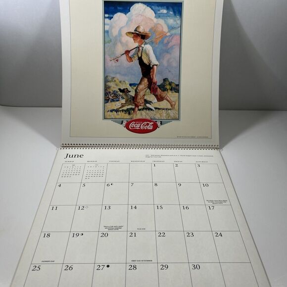 Coca Cola Calendar with Vintage Ads Retro Advertising Images 1995 Spiral Bound - Picture 4 of 8